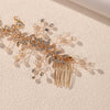 Elegant silver leafed crystal hair comb with delicate pearl accents