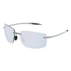 Randlose Sportbrille mit silbernem Rahmen und klaren Linsen
