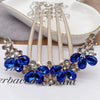 Braut-Strang mit Diamant-Blume, blauem Steinen und goldfarbenen Zapfen.