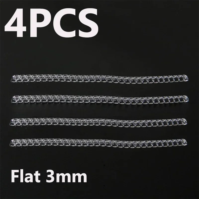 A set of four flat 3mm invisible ring size adjusters.
