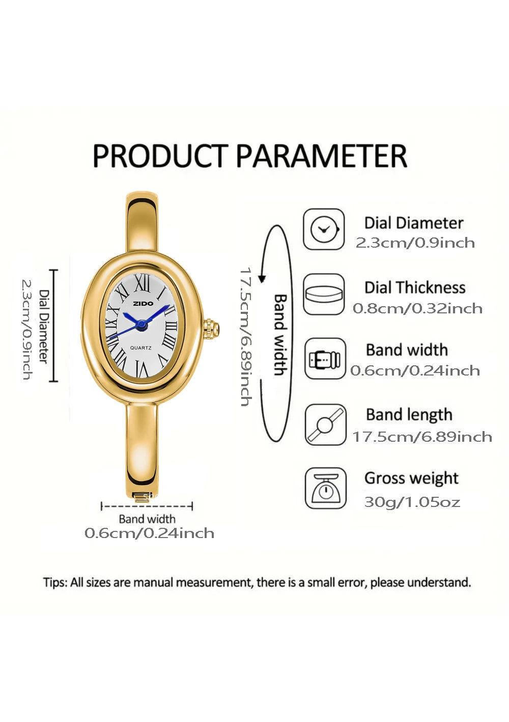 A gold-toned vintage quartz analog watch with a round face and a gold-toned metal band.