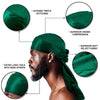 Pañuelo turbante de seda verde oscuro, hecho de terciopelo suave y con triple costura.