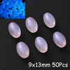 50 pieces of luminous glow-in-the-dark pink acrylic beads, 9x13mm size.