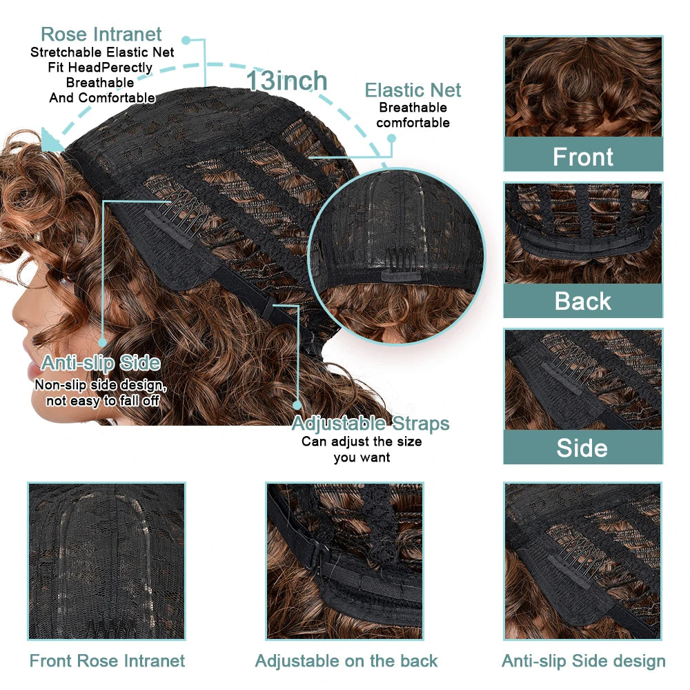 A close-up view of a black elastic net hat with adjustable straps and anti-slip design for a wig.