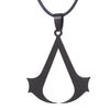 A black stainless steel pendant necklace shaped like an inverted triangle or delta.