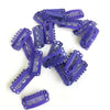 A collection of purple precision hair extension clips and barrettes.