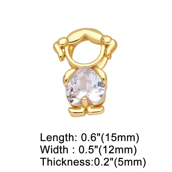 Gold heart pendant necklace featuring a clear gemstone, measuring 0.6 inches in length.