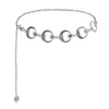Silberner Boho-Mond-Fächer-Taillenkettenriemen mit langer herabhängender Kette.