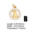 Gold plated charm featuring a Virgin Mary and cross design for jewelry making