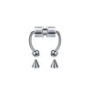 Silver hoop nose ring jewelry with a stud and a small ball charm