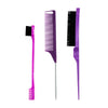 A set of purple professional pointed tail hair comb and styling brush.