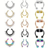 A set of three magnetic stainless steel septum rings in various finishes and styles.