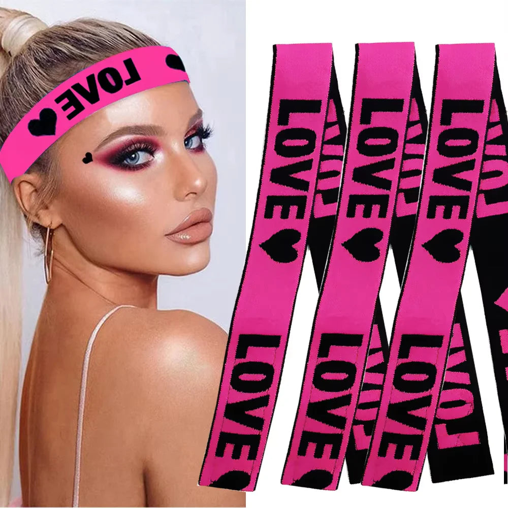 Pink elastic bands with LOVE text for wig edges