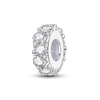 A close-up of a sterling silver devil's eye charm bracelet featuring clear gemstones and intricate detailing.