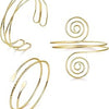 A set of six gold-plated swirl cuff armbands displayed against a white background.
