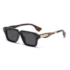 Braunrahmen Retro-rechteckige Metallsonnenbrille mit dunklen Linsen