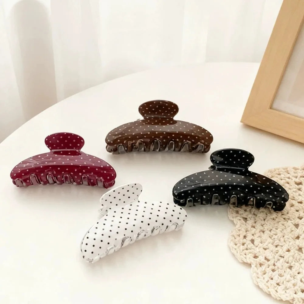 Colección de horquillas para el cabello estilo ola de Francia retro con patrones de lunares claros y oscuros.