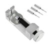 A silver precision watch link pin remover tool set with three tapered pins and a main body.