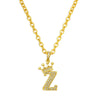 Gold chain necklace with a letter Z pendant topped by a crown.