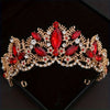 Tiara et couronne en strass de cristal baroque ton or avec des pierres rouges et claires