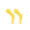 A pair of yellow silicone ear hooks designed for eyeglasses and active use.