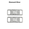 A pair of diamond silver shoe charms and laces featuring the letter AF1 stamped on them.