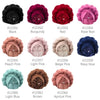 A collection of braided turban caps in various shades including black, burgundy, red, rose red, pink, beige pink, navy blue, 