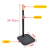Black mannequin wig stand with an adjustable height and universal bracket head.