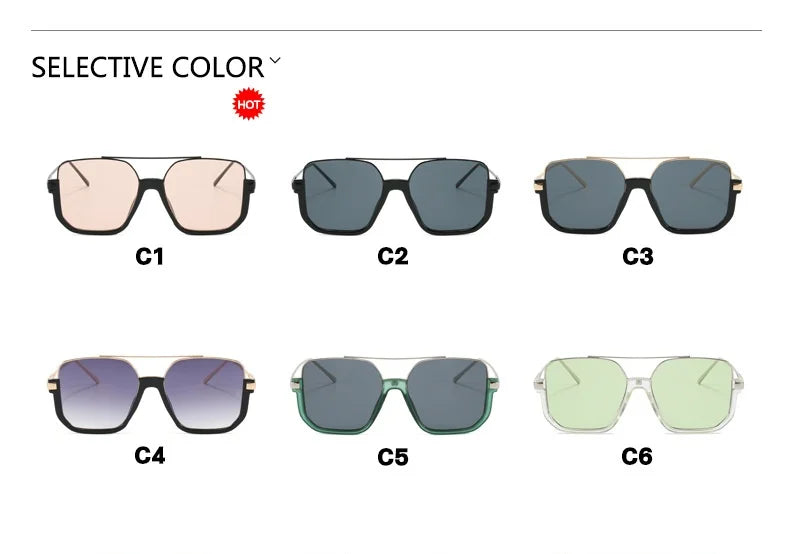 Six pairs of selective color sunglasses C1 through C6 displayed side by side.