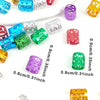 A collection of multicolor dreadlock hair rings in various sizes and finishes displayed on a white background.