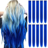 Extensions de cheveux bleues et blanches ombrées, coiffées en ondulations lâches
