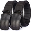 Black tactical canvas utility belt with black nylon webbing and buckle
