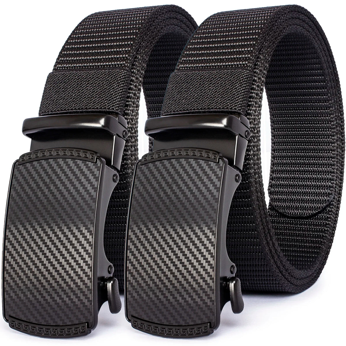 Black tactical canvas utility belt with black nylon webbing and buckle