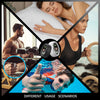 A collage showing a woman using a silicone protector for an Oura ring and a man exercising.