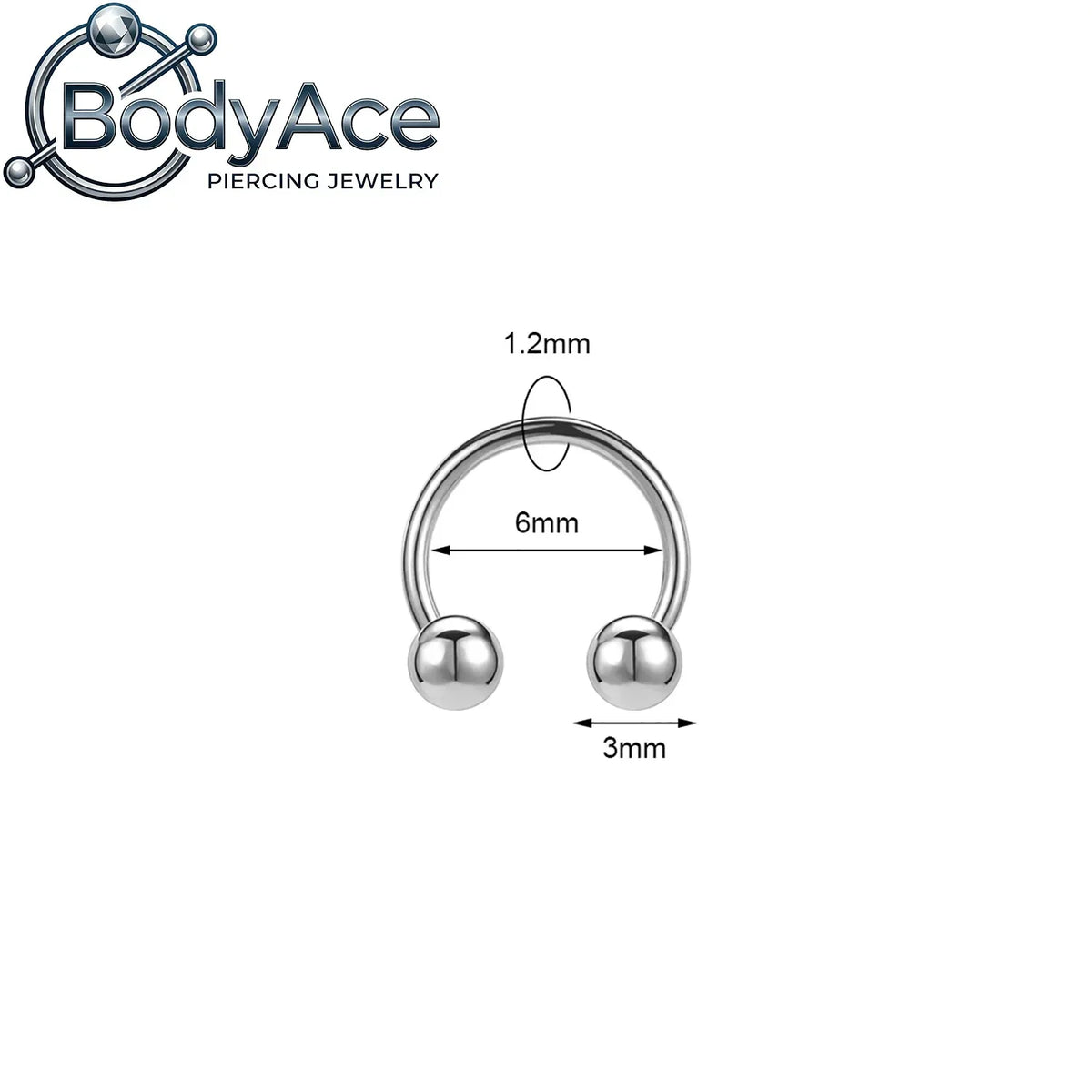A silver titanium steel nose ring with a CZ crystal detail.