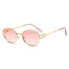 Retro ovale Sonnenbrille mit rosa Linsen und goldfarbenem Metallrahmen