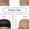 Showcase of black and brown stretchable mesh hair nets for styling and accessories.
