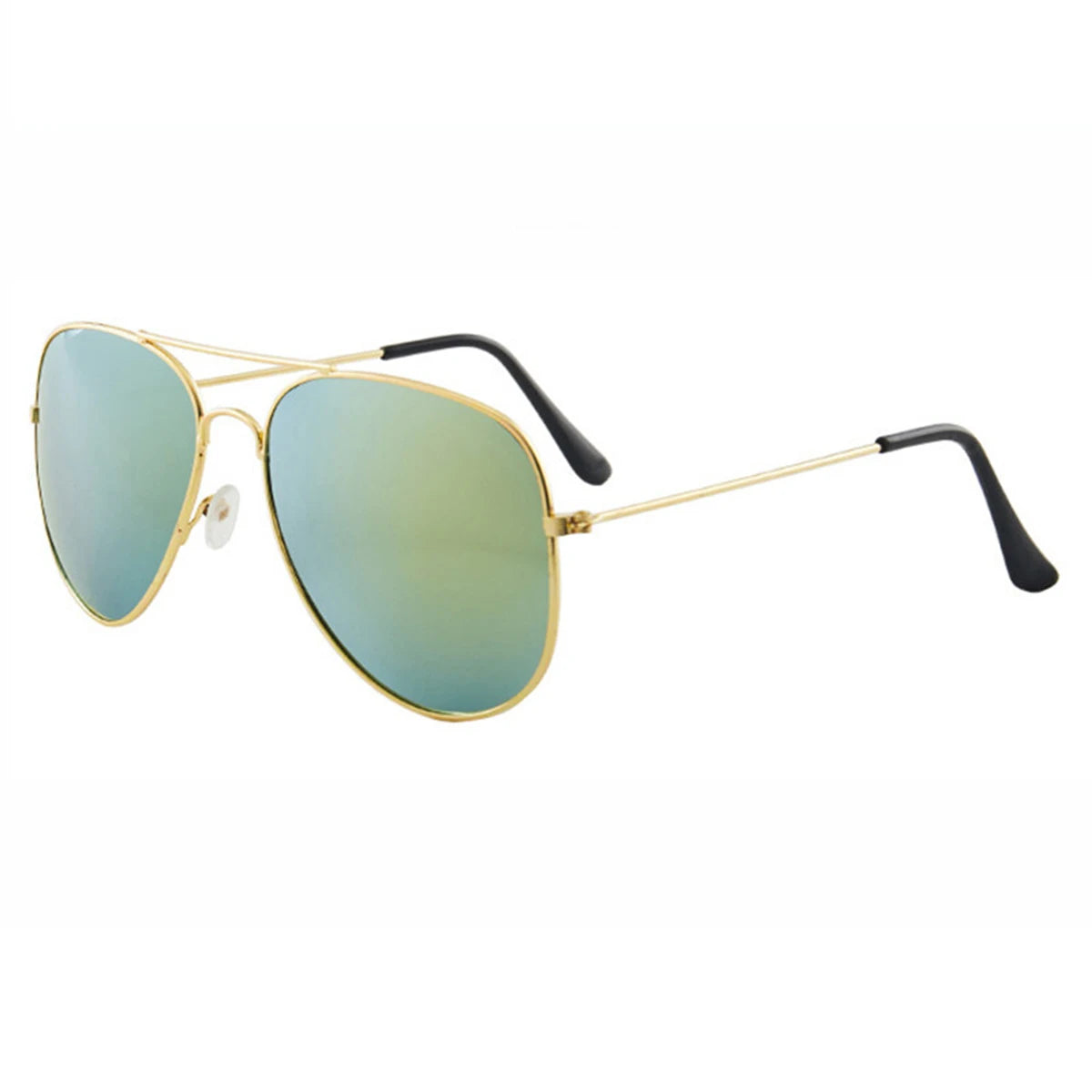 Men's aviator sunglasses with gold and silver frames shown against a white background.