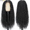 Long black curly hair wig with box braids displayed on a mannequin head.