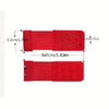 Red adjustable bra extender straps with multiple adjusters and measurements.