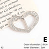 Silver heart-shaped decorative button clip with clear rhinestones and pearl accents
