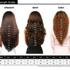 Haarlängen-Guide-Chart mit gerader, gewellter und lockiger Haarlänge in Zoll und Zentimetern.