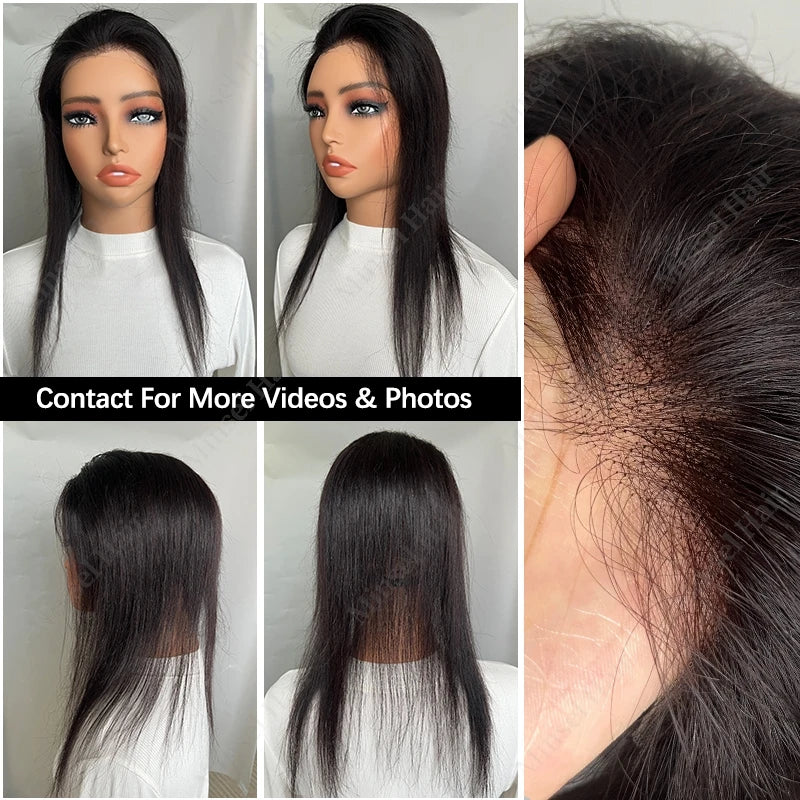 Close-up photos and videos of black lace front hair toppers for high foreheads