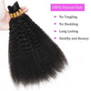 A bundle of black kinky straight human hair extensions with gold accents