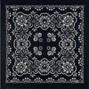 Black and white line art embroidery pattern on a dark background.