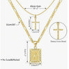 Collier de mode or avec pendentif lettre et croix sur une chaîne.