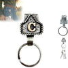 Silver letter C pendant on a keyring and belt keychain