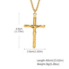 Gold finish stainless steel cross necklace with a chain and a pendant.