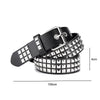 Black leather goth punk belt featuring silver bullet studs and a buckle.