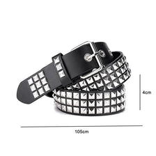 Black leather goth punk belt featuring silver bullet studs and a buckle.